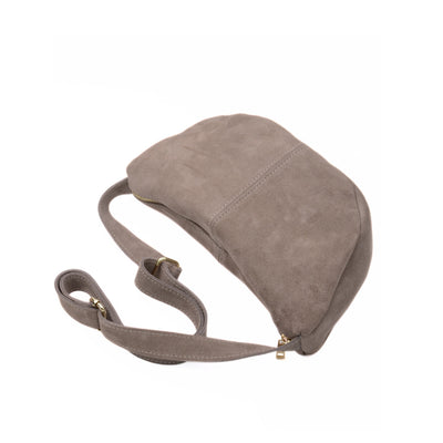 CrossBody bag in suede "Melfi" Taupe