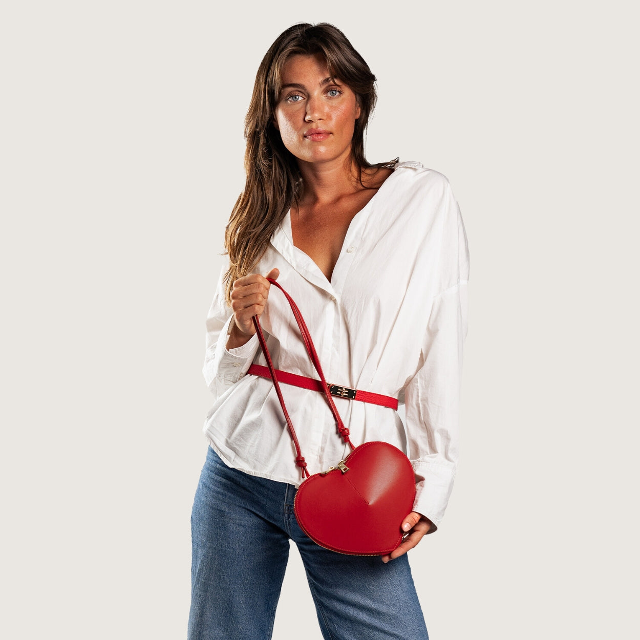 "Heart" bag i saffiano läder, Svart