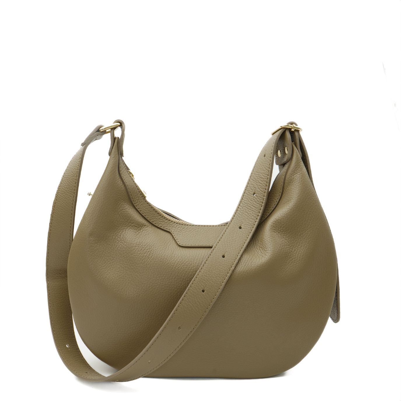 Hobo bag in Genuine Leather "Gela", Ljustaupe