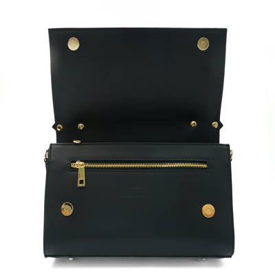 Handbag in genuine leather "Palermo", Black