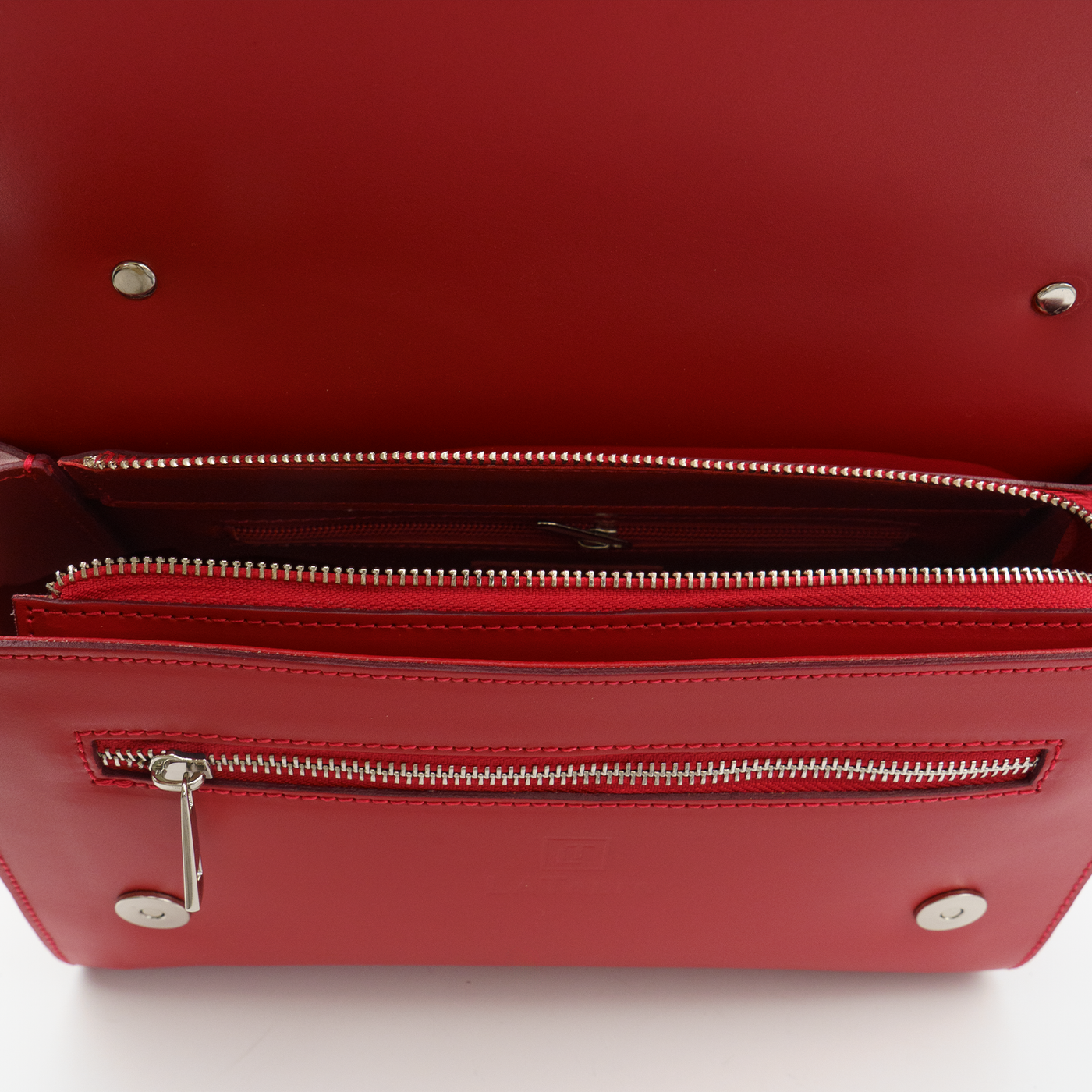 Handbag in genuine leather "Palermo", Red