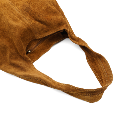 Shopping bag in suede "Terni", Cognac