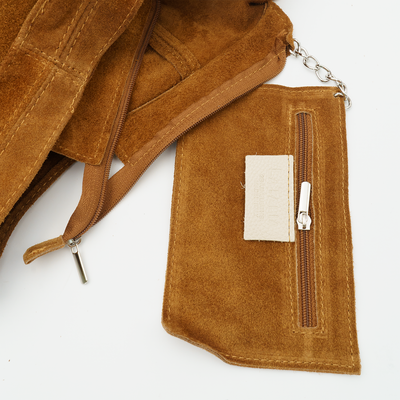 Shopping bag in suede "Terni", Cognac