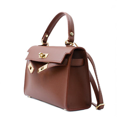 <tc>Leather bag "Trento Maxi" in saffiano, Chocolate</tc>