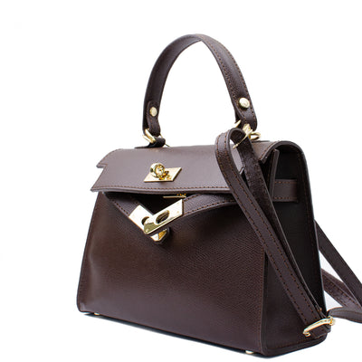 Skinnväska "Trento Maxi" i saffiano, Mörkbrun