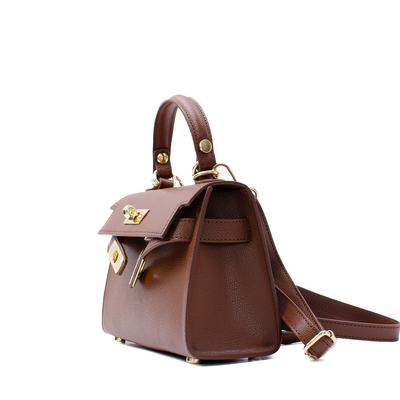 Leather bag "Trento" in saffiano, Chocolate