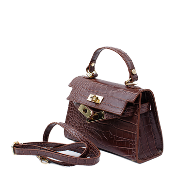 Skinnväska "Trento"  Croco brun