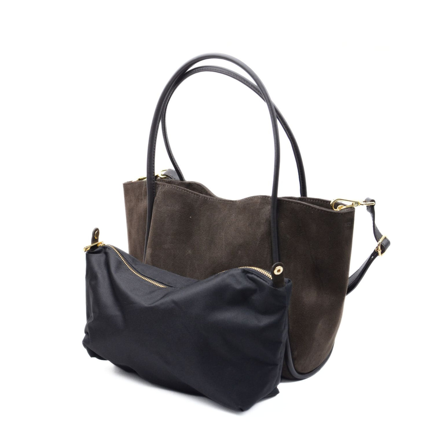 Shopping bag "Florence L" dark brown suede