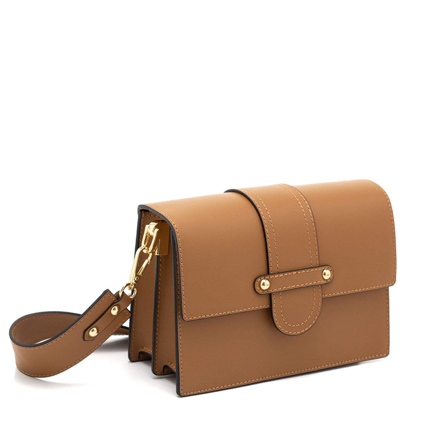Leather bag with 2 shoulder straps "Atri", Brown