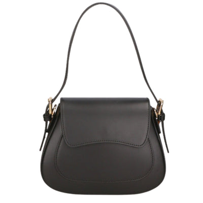 Leather bag with 2 shoulder straps "Milan", Black