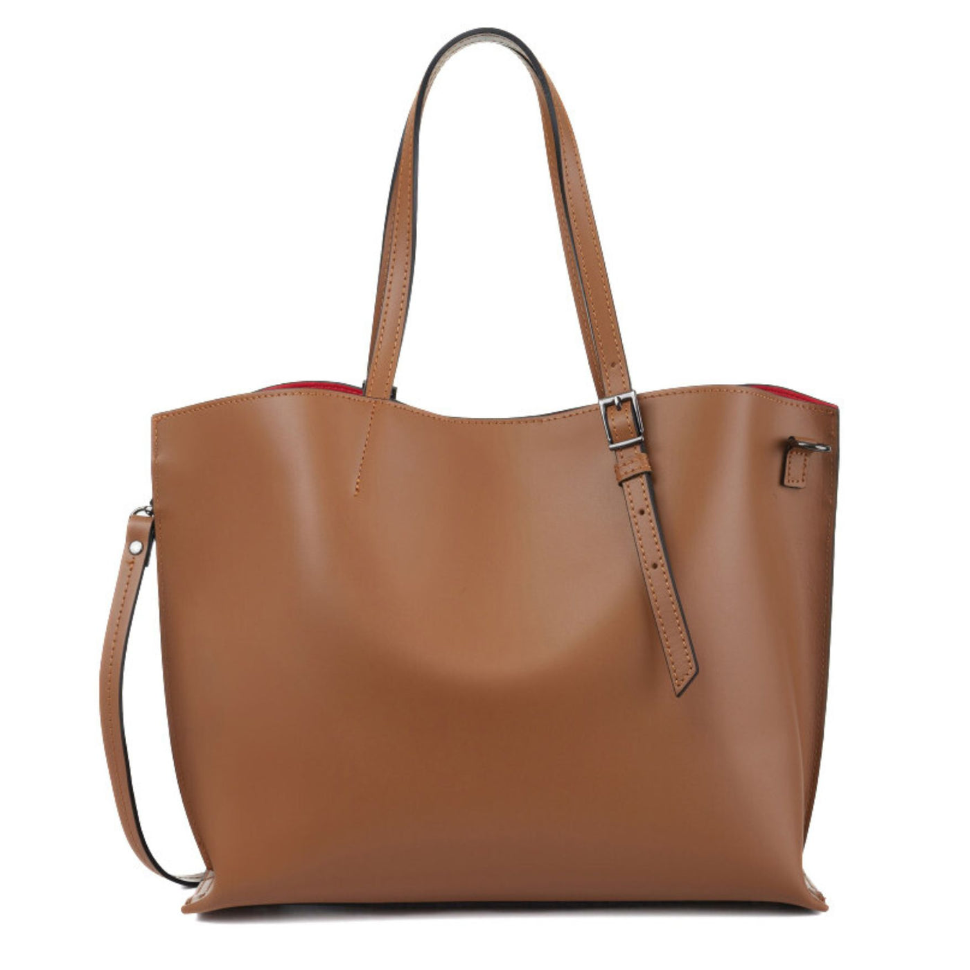 Large shopping bag in genuine leather "Venice", Brown