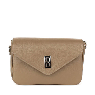 Leather bag with textile shoulder strap "Turin", Taupe