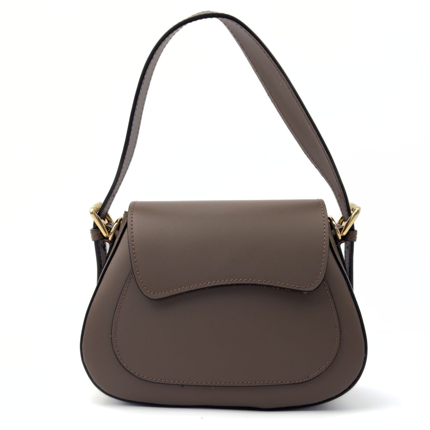 Leather bag with 2 shoulder straps "Milan", Taupe