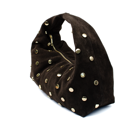 Mockaväska "Vasto" med nitar, Espresso Ash