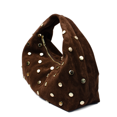 Mockaväska "Vasto" med nitar, Chocolate