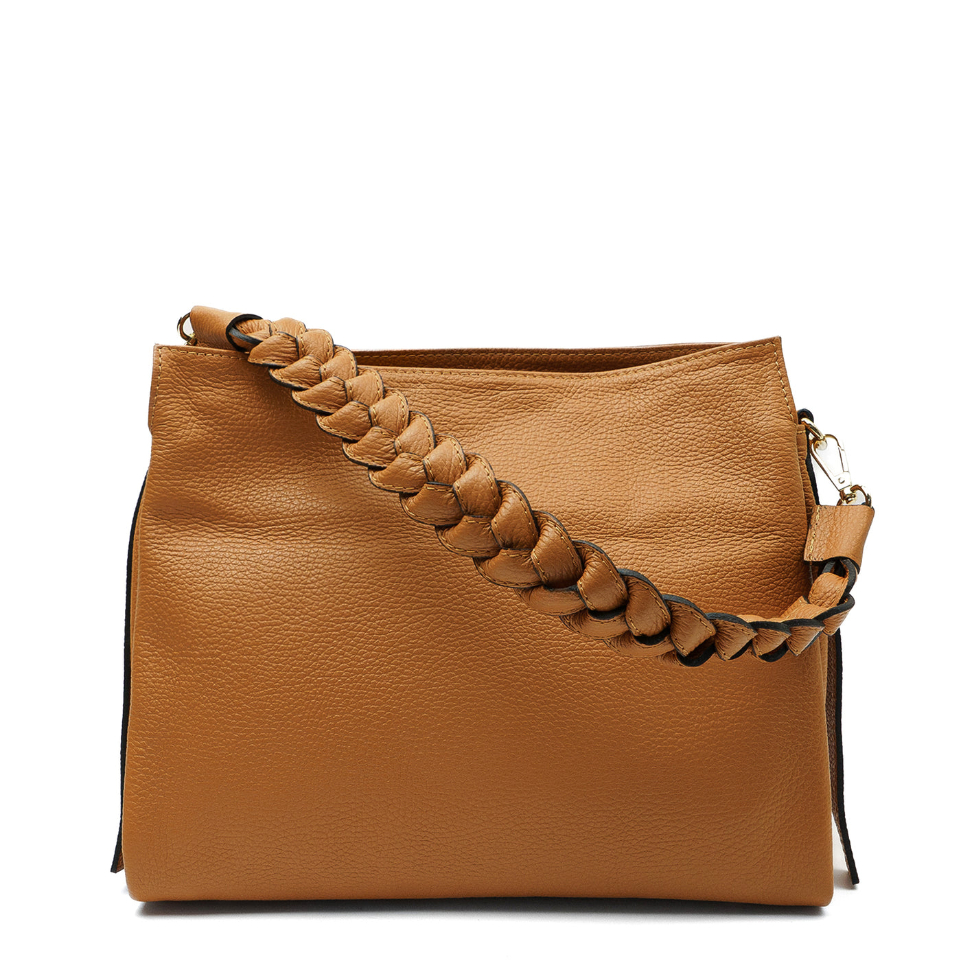 Leather bag with braid "Alessandria" Light brown