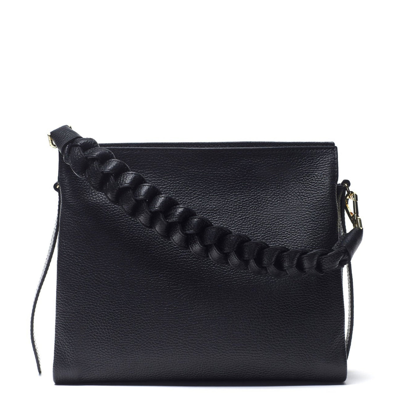 Leather bag with braid "Alessandria" Black
