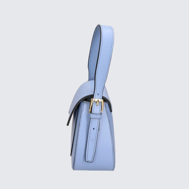 Läderväska med 2 axelremmar "Milan", Ljusblå