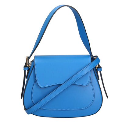 Leather bag with 2 shoulder straps "Milan", Blue