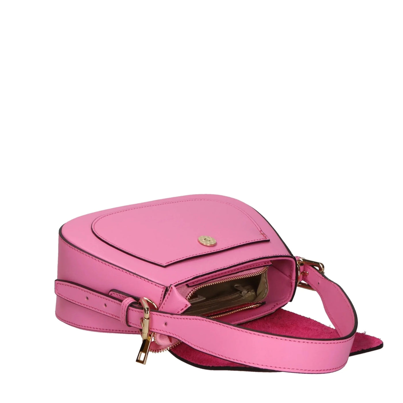 Leather bag with 2 shoulder straps "Milan", Light pink