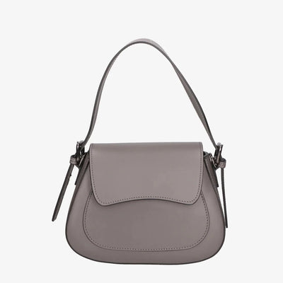 Leather bag with 2 shoulder straps "Milan", Grey