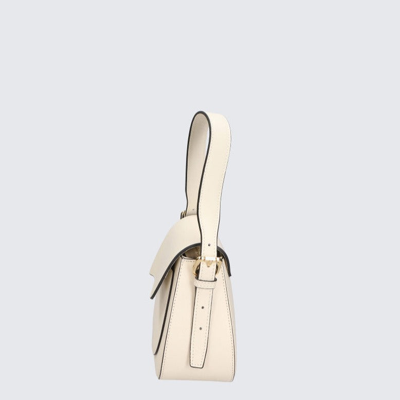 Leather bag with 2 shoulder straps "Milan", Beige