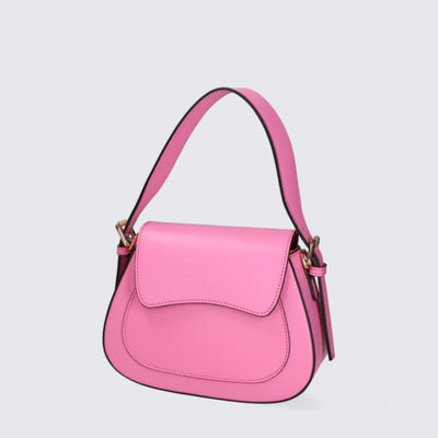 Leather bag with 2 shoulder straps "Milan", Light pink