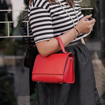 Handbag in genuine leather "Palermo", Red