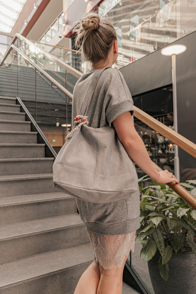 Shopping bag in suede "Terni", Grey