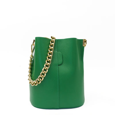 Leather bag "Ravenna midi" with leather chain, Green