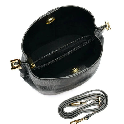 Leather bag "Ravenna midi" with leather chain, Black