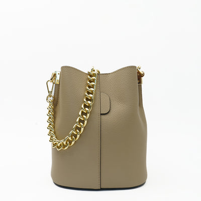 Leather bag "Ravenna midi" with leather chain, Light Taupe
