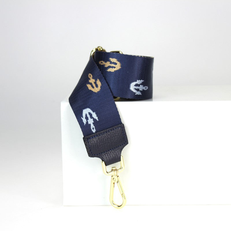 Shoulder strap for bag with gold buckle