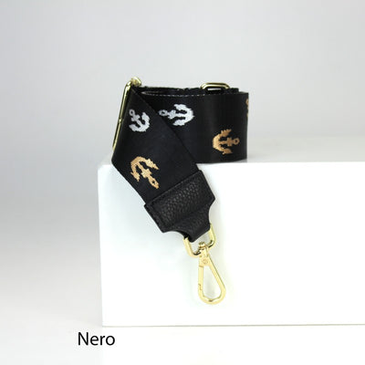 Shoulder strap for bag with gold buckle