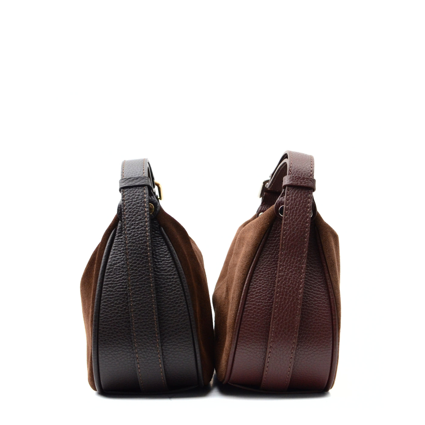 Bag "Catania" in genuine suede and leather, Dark brown