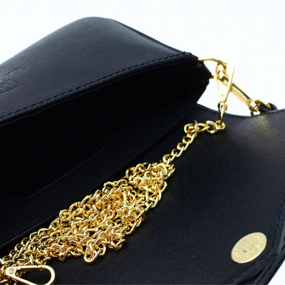 Mini envelope bag with chain in genuine leather