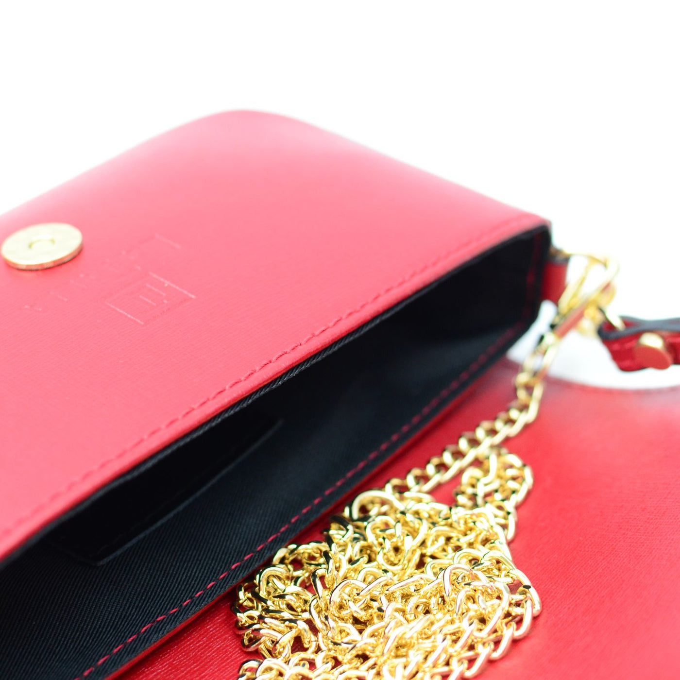 Mini envelope bag with chain in genuine leather