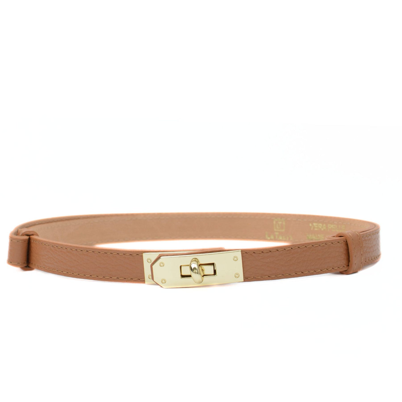 Leather belt with twist lock