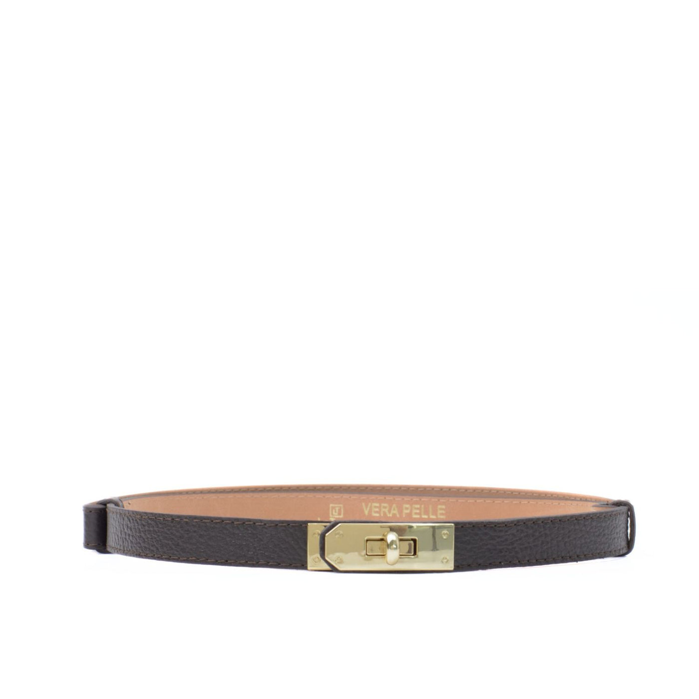 Leather belt with twist lock