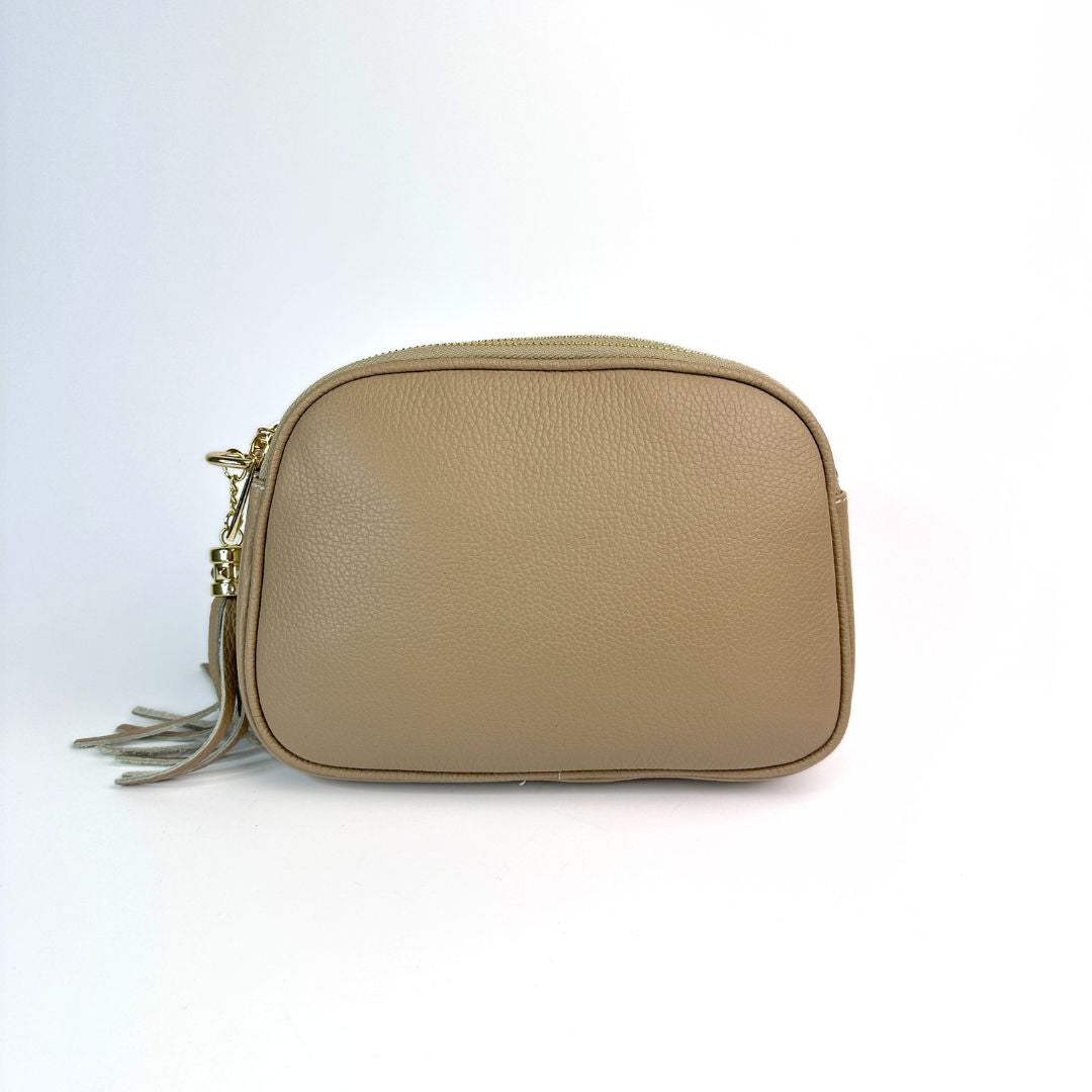 Leather bag "Viterbo", 3 compartments, Gold