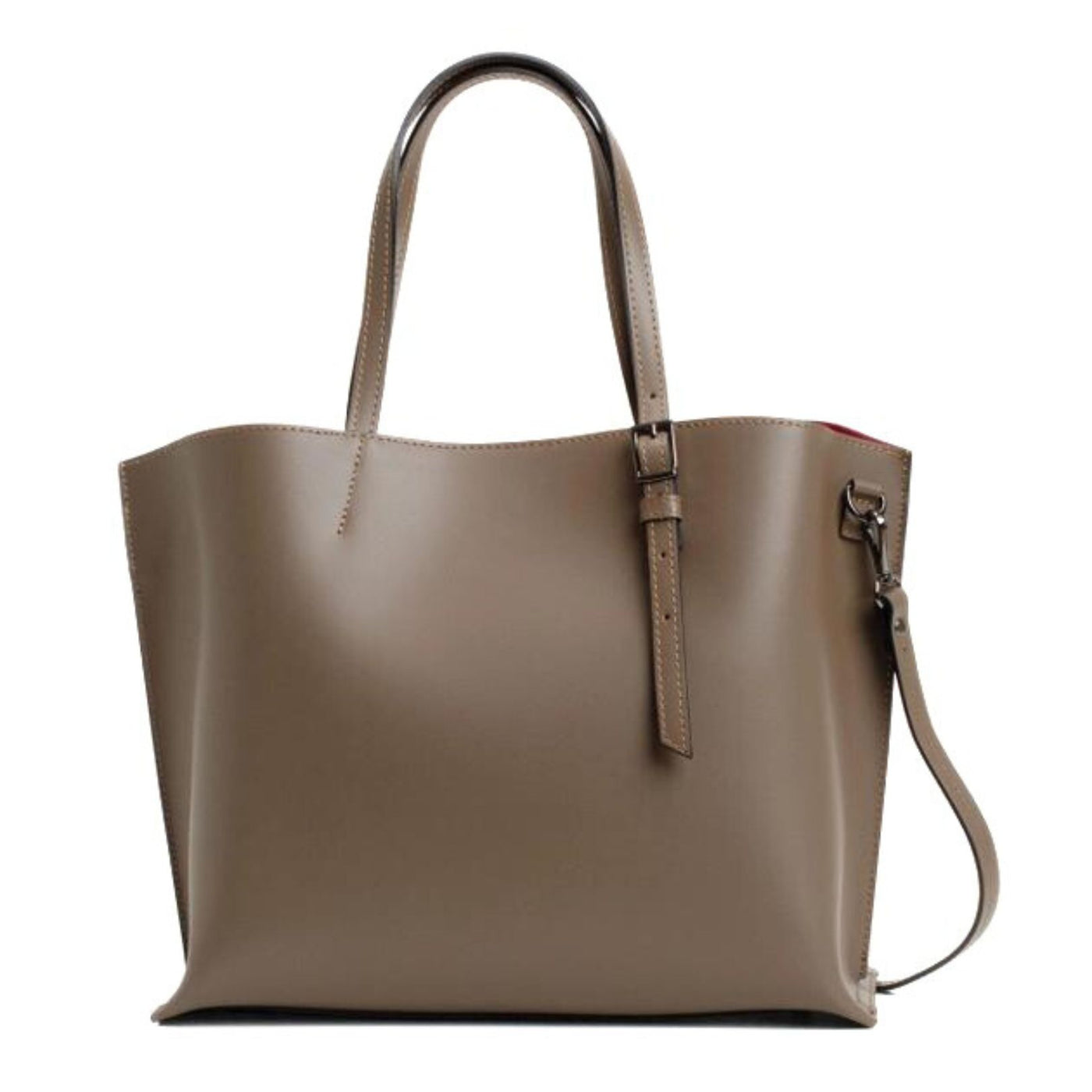 Large shopping bag in genuine leather "Venice", Taupe