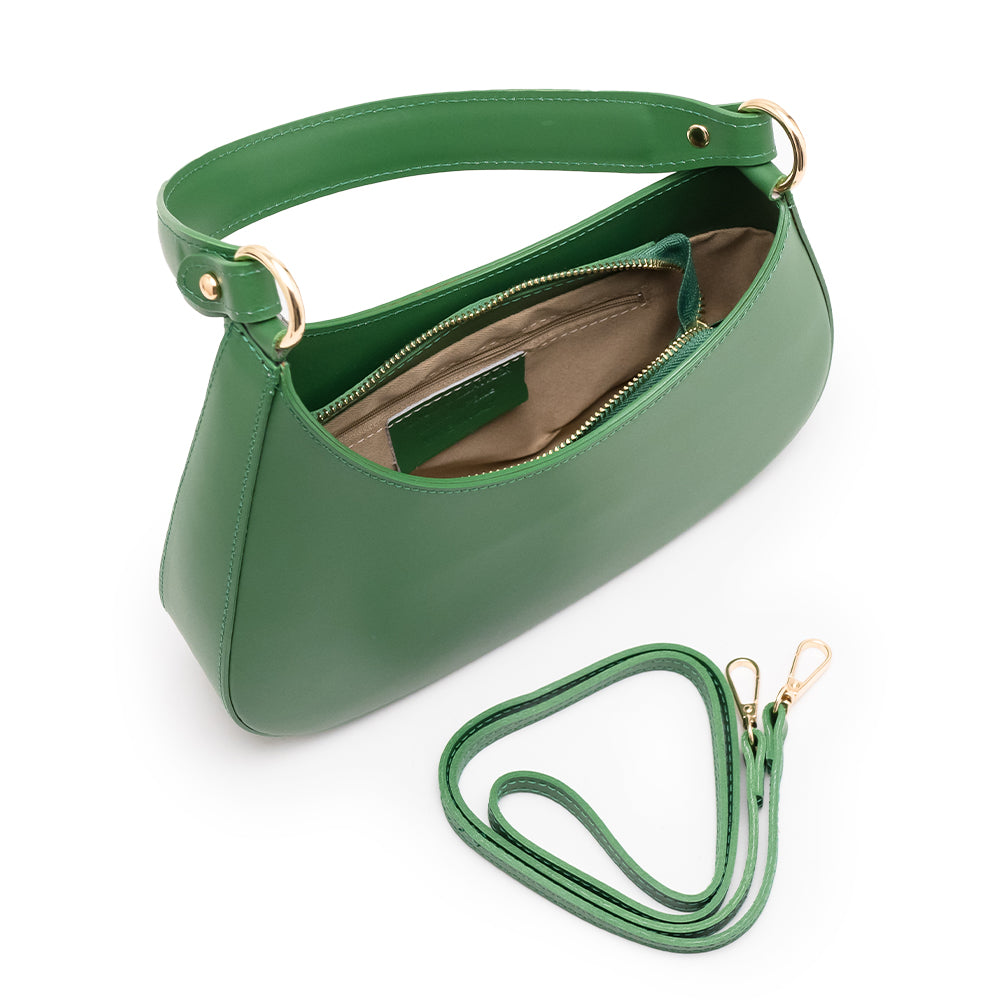 Hobo leather bag "Fano", Green