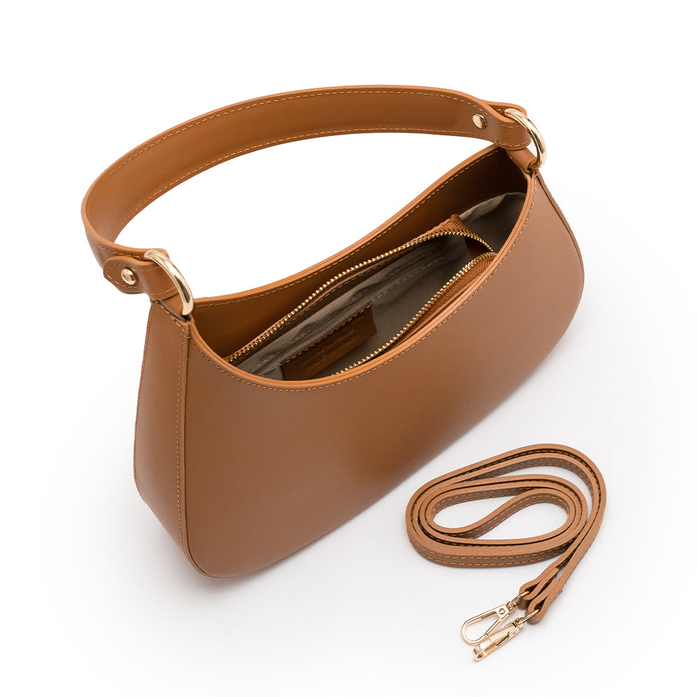 Hobo leather bag "Fano", Brown