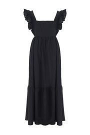 Svart maxiklänning med knytband - Latalia.se