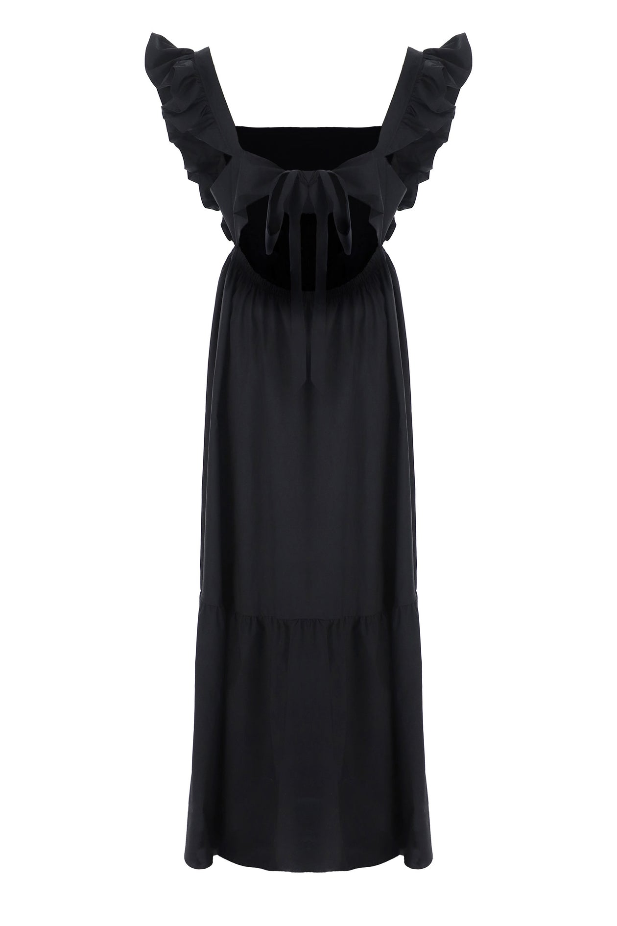 Svart maxiklänning med knytband - Latalia.se