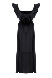 Svart maxiklänning med knytband - Latalia.se