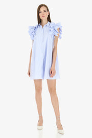 Randig skjortklänning med volanger - Latalia.se