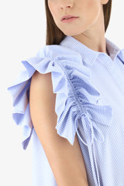 Randig skjortklänning med volanger - Latalia.se