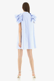 Randig skjortklänning med volanger - Latalia.se