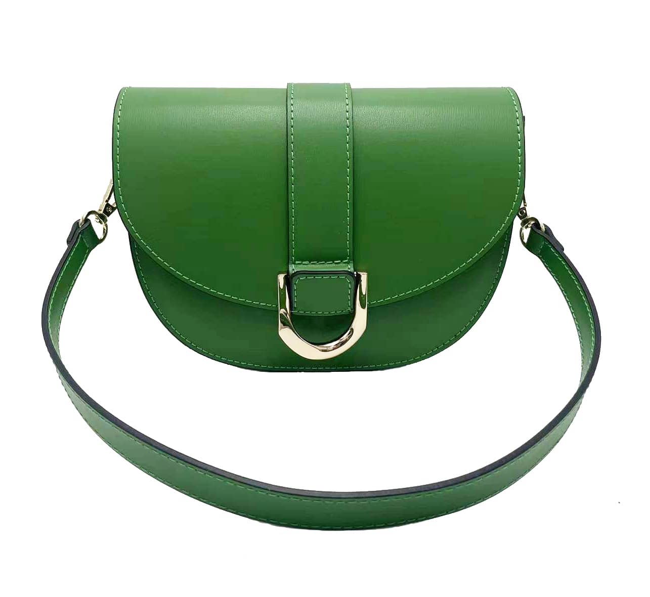 Shoulder strap bag in smooth genuine leather "Como", Green